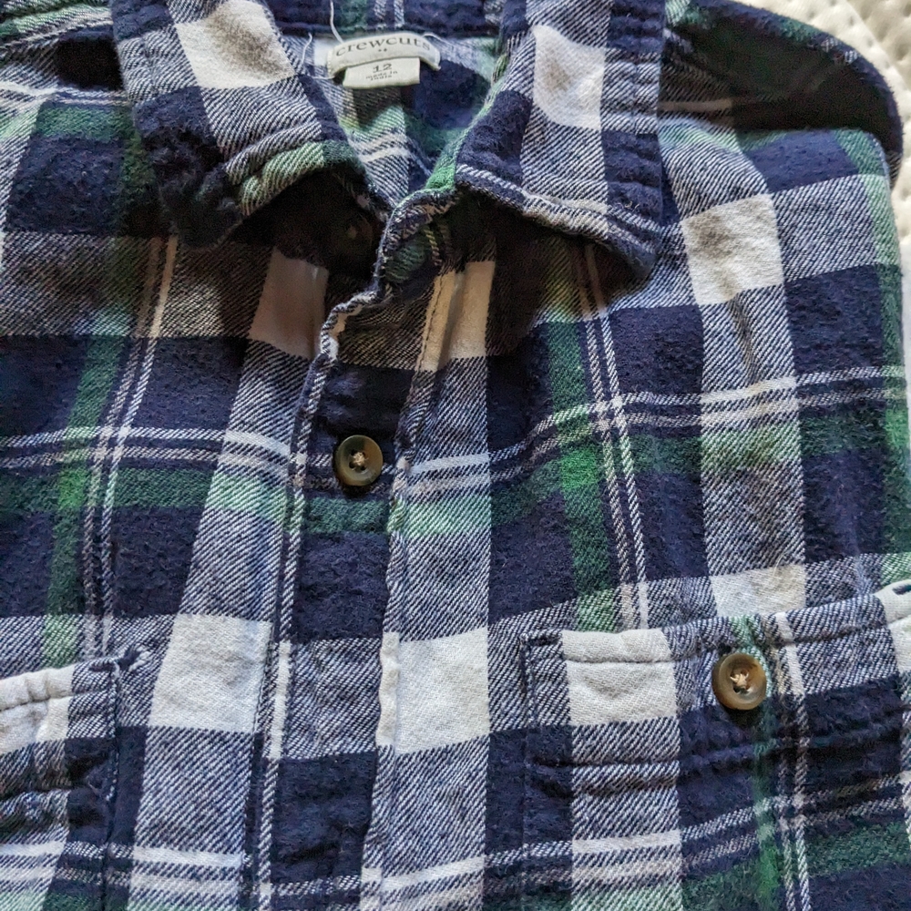Plaid Kids Shirt - Blue and Green